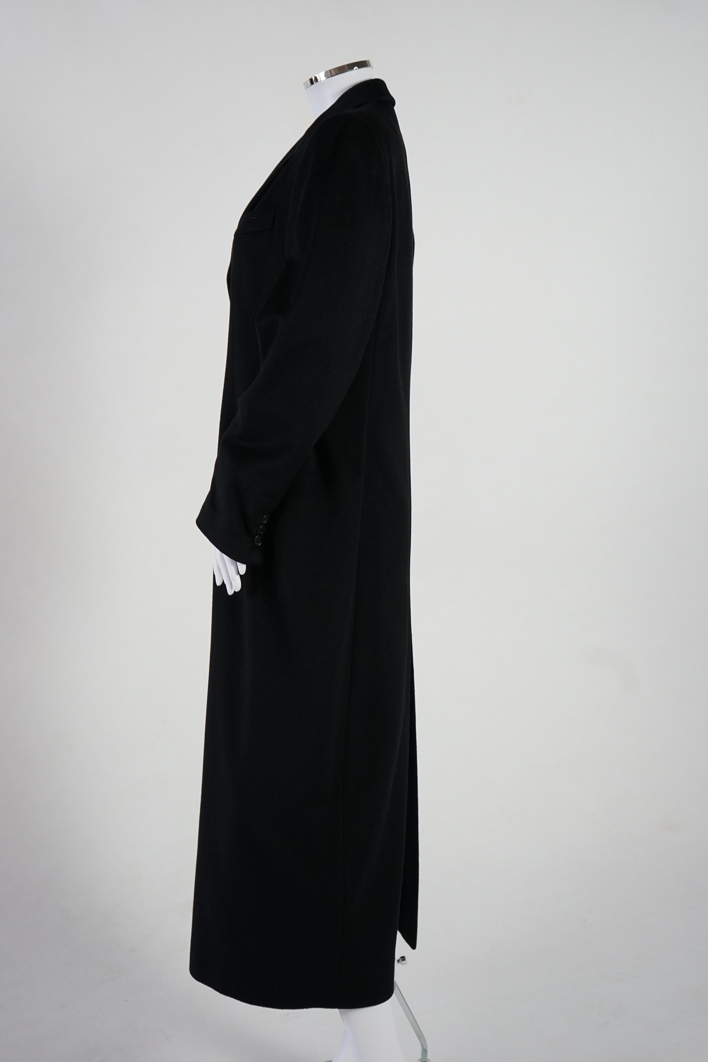 A Georgio Armani Classico lady's black cashmere long coat. Proceeds to Happy Paws Puppy Rescue